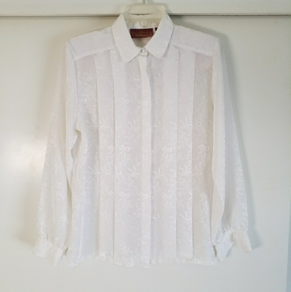 Worthington Shiny Flowered Button-up Blouse